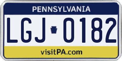 PA license plate LGJ0182