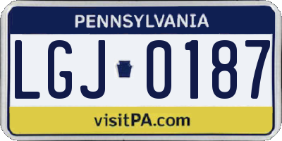 PA license plate LGJ0187