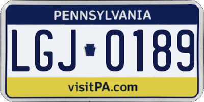 PA license plate LGJ0189