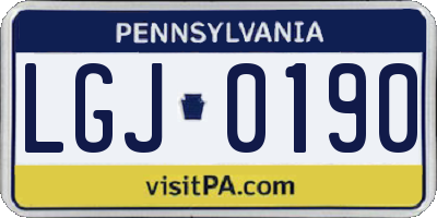 PA license plate LGJ0190