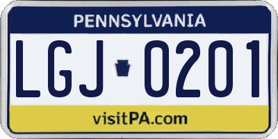 PA license plate LGJ0201