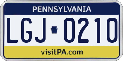 PA license plate LGJ0210