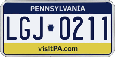 PA license plate LGJ0211