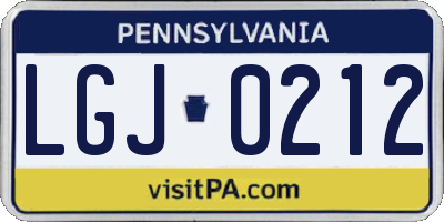 PA license plate LGJ0212