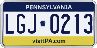 PA license plate LGJ0213
