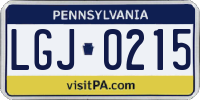 PA license plate LGJ0215
