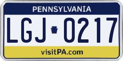 PA license plate LGJ0217