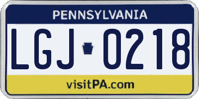 PA license plate LGJ0218