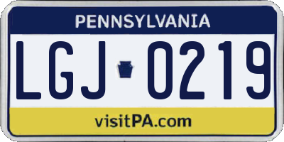 PA license plate LGJ0219