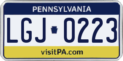 PA license plate LGJ0223