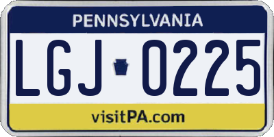 PA license plate LGJ0225