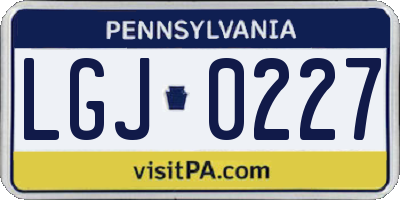 PA license plate LGJ0227