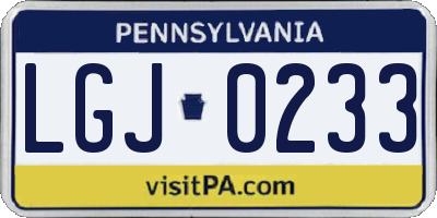 PA license plate LGJ0233