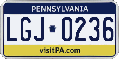 PA license plate LGJ0236