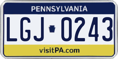 PA license plate LGJ0243