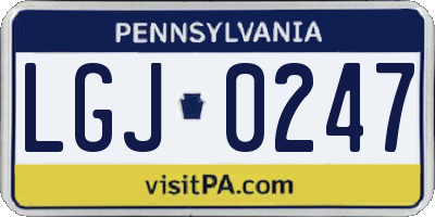 PA license plate LGJ0247