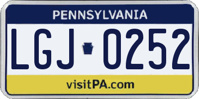 PA license plate LGJ0252