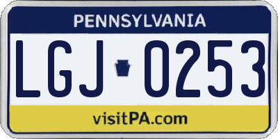 PA license plate LGJ0253