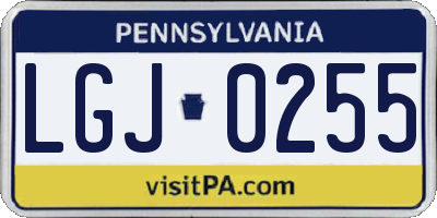 PA license plate LGJ0255
