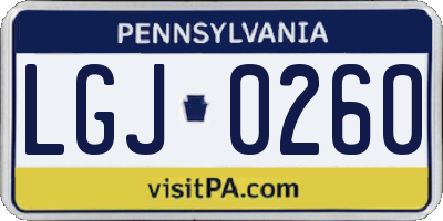 PA license plate LGJ0260