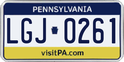 PA license plate LGJ0261