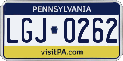 PA license plate LGJ0262