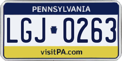 PA license plate LGJ0263