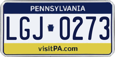 PA license plate LGJ0273