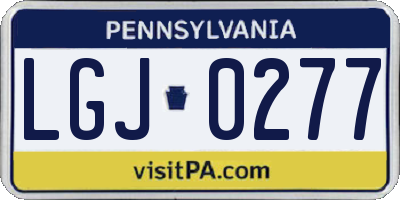 PA license plate LGJ0277