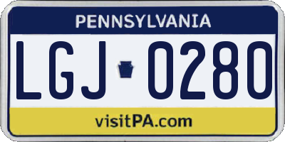PA license plate LGJ0280