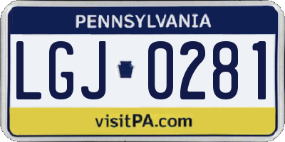 PA license plate LGJ0281
