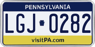PA license plate LGJ0282
