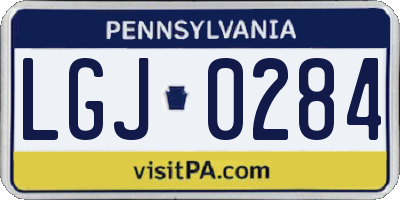 PA license plate LGJ0284