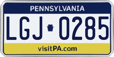 PA license plate LGJ0285
