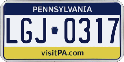 PA license plate LGJ0317