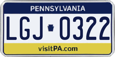 PA license plate LGJ0322