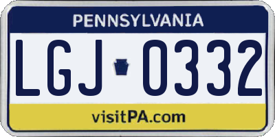 PA license plate LGJ0332