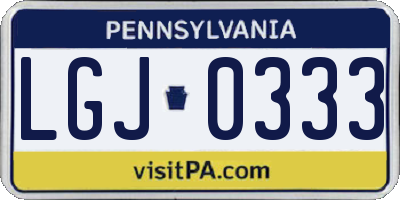 PA license plate LGJ0333