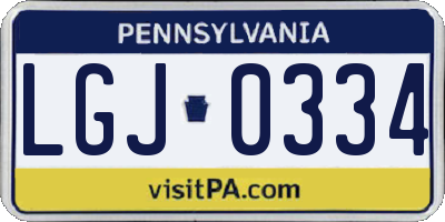 PA license plate LGJ0334