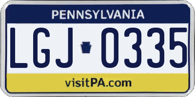 PA license plate LGJ0335