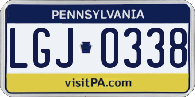 PA license plate LGJ0338