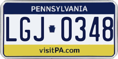 PA license plate LGJ0348