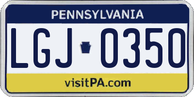PA license plate LGJ0350