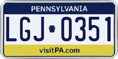 PA license plate LGJ0351