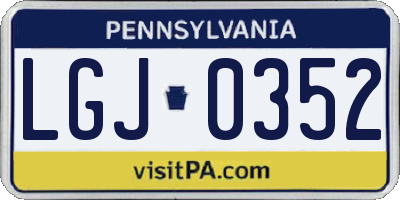 PA license plate LGJ0352