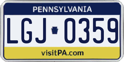 PA license plate LGJ0359