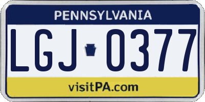 PA license plate LGJ0377