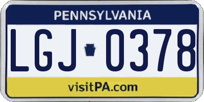 PA license plate LGJ0378