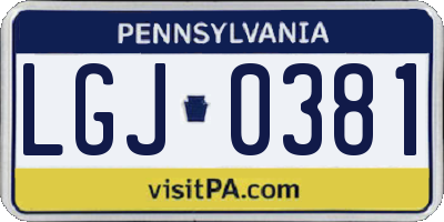 PA license plate LGJ0381