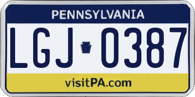 PA license plate LGJ0387